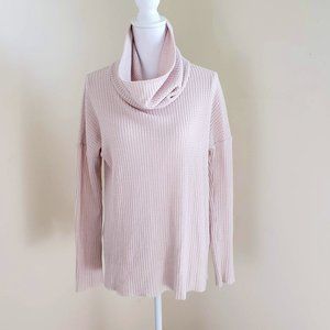 BP. Cowl Neck Waffle Knit Top Beige Size Medium
